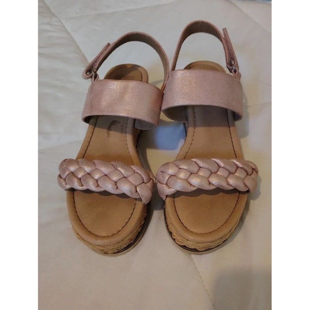 Dolce Vita Girls Venti Rose Gold Metallic Braided Platform Wedge Sandals Size 3